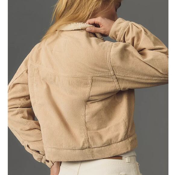 Anthropologie Pilcro Shrunken Corduroy Sherpa Snap Jacket | XS, Tan NWT $148 - Picture 4 of 4
